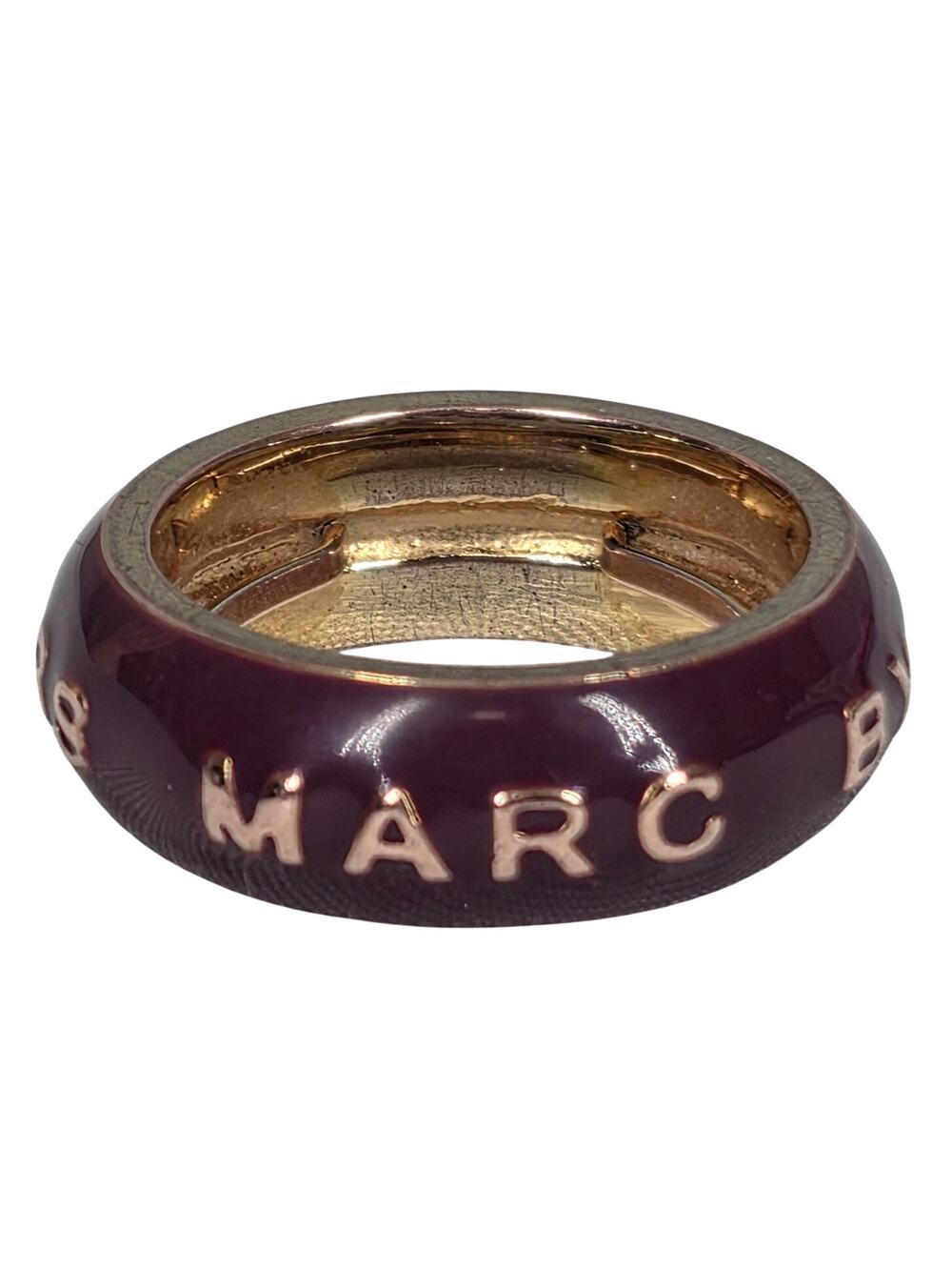 MARC BY MARC JACOBS RARE PURPLE ENAMEL GOLD TONE LOGO RING – SIZE 7